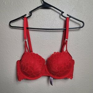 Savage X Fenty Women's Romantic Corded Push Up Bra Goji Berry Size 36DD